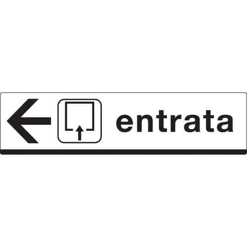 Cartello di indicazione - Entrata (con freccia a sinistra)