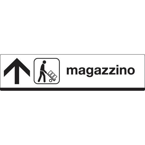 Cartello di indicazione -  Magazzino (con freccia avanti)