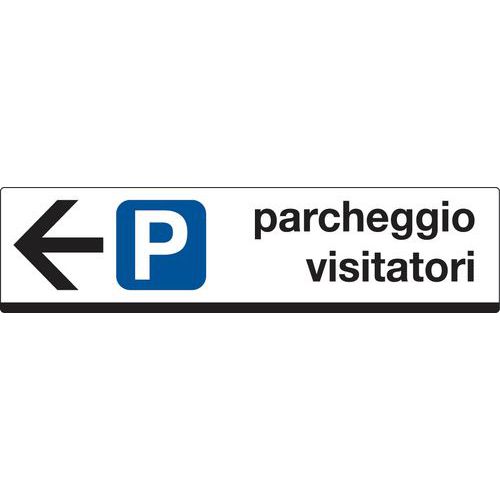 Cartello di indicazione - Parcheggio visitatori (con freccia a sinistra)