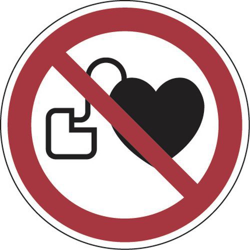 Cartello di divieto - Vietato l'accesso ai portatori di stimolatori cardiaci attivi - Adesivo