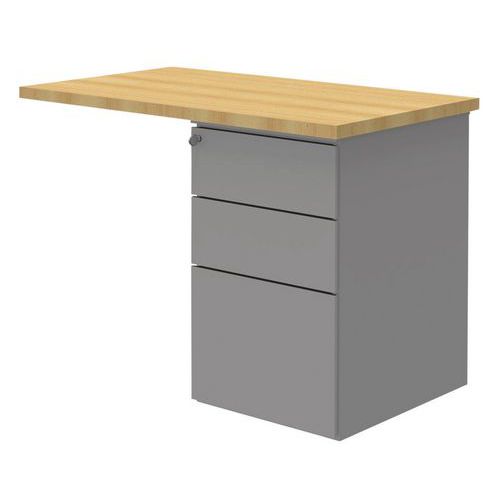 Estensione per scrivania Open con cassettiera - Faggio/alluminio