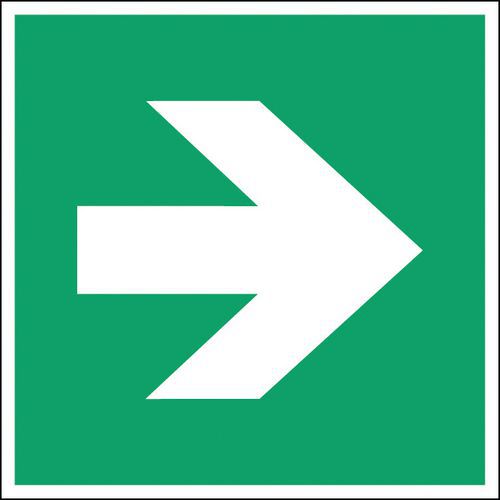 Cartello di evacuazione - emergenza quadrato - Freccia direzionale a destra - Rigido