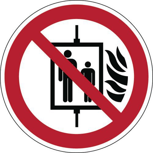 Cartello di divieto - Non utilizzare l’ascensore in caso di incendio - Rigido