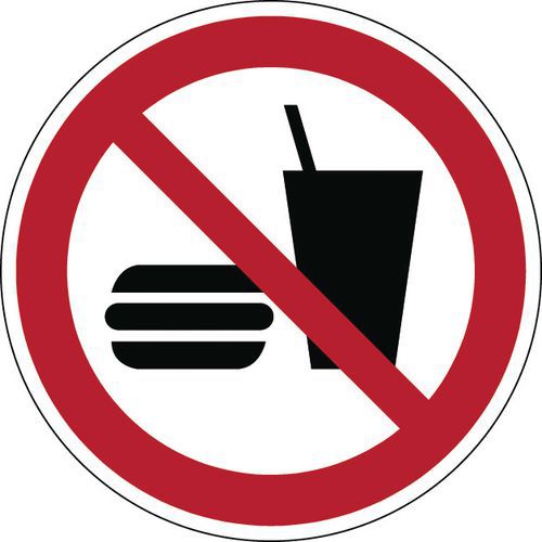 Cartello di divieto - Divieto di consumare alimenti o bevande - Rigido