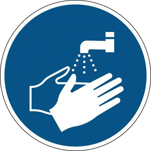 Cartello di obbligo - Lavare le mani - Rigido