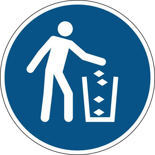 Cartello di obbligo - Usare il cestino dei rifiuti - Rigido