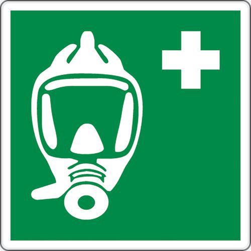 Cartello di emergenza - Apparecchio per la respirazione - Evacuazione d’emergenza - Alluminio