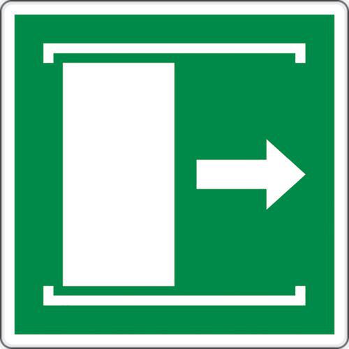 Cartello di evacuazione - Porta con scorrimento a destra - Alluminio
