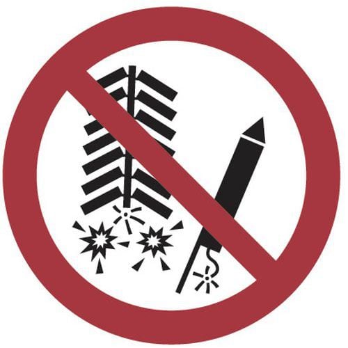 Cartello di divieto - Non accendere fuochi d'artificio - Alluminio