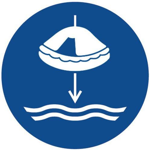 Cartello di obbligo - Mettere in acqua l’imbarcazione di salvataggio - Alluminio
