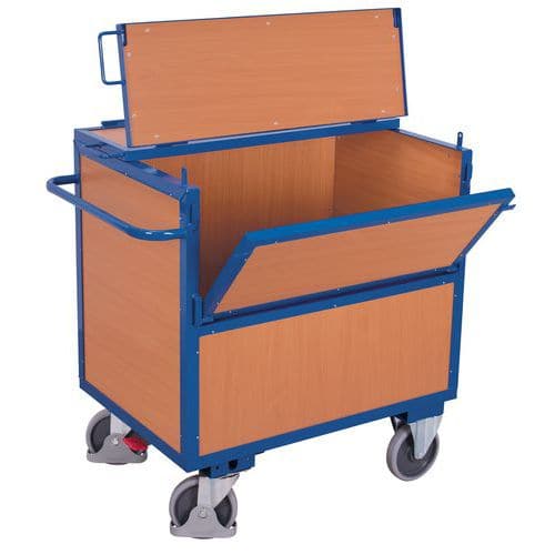 Carrello contenitore in legno ergonomico - 1 sponda semiribaltabile - Capacità 500 kg