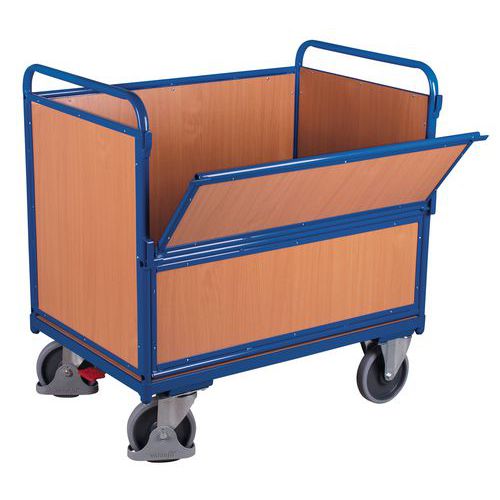 Carrello in legno ergonomico senza copertura - 1 sponda semiribaltabile - 500 kg