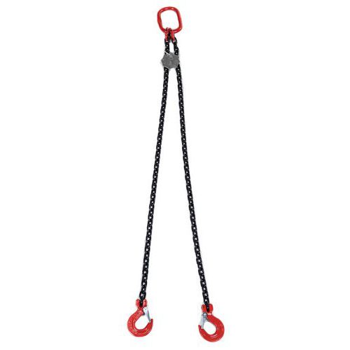Imbracatura a catena a 2 bracci con gancio a linguetta - Portata 1600 kg - Manutan Expert