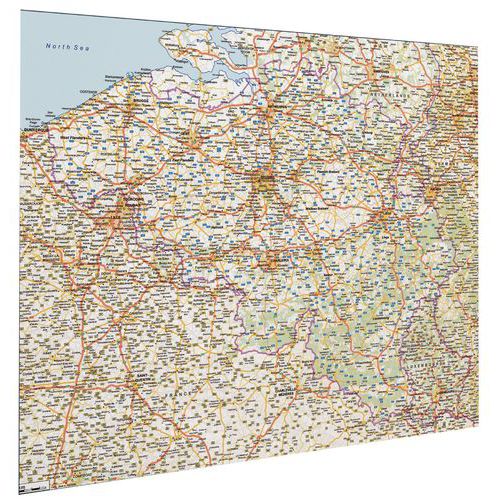 Carta stradale magnetica di Belgio e Lussemburgo 110x130 cm