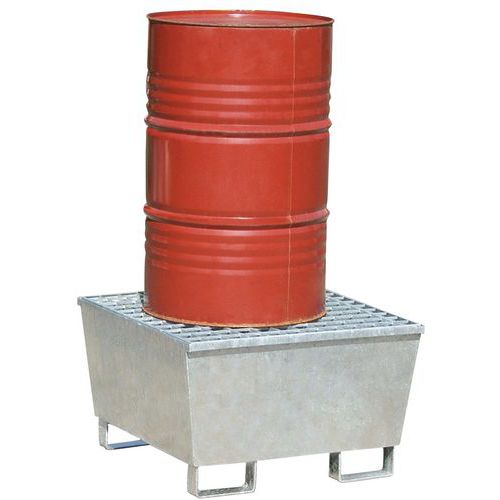 Vasca di raccolta in acciaio conico da 220 L - 1 fusto - Manutan Expert