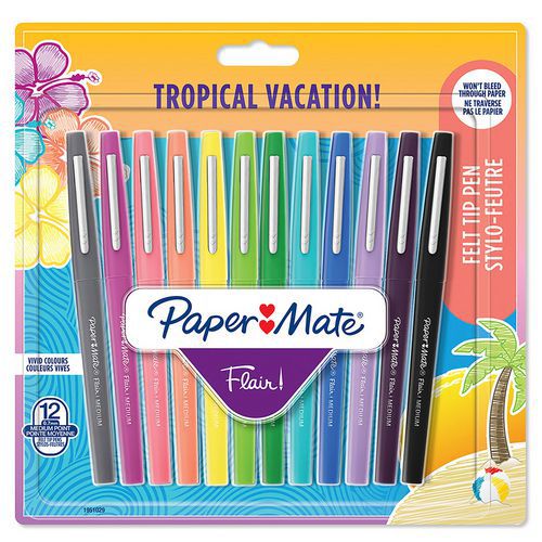 Confezione da 12 penne con punta in feltro Flair® - Colori Tropical - Paper Mate®