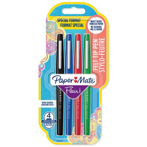 Confezione da 4 penne con punta in feltro Flair® - Colori classici assortiti - Paper Mate®