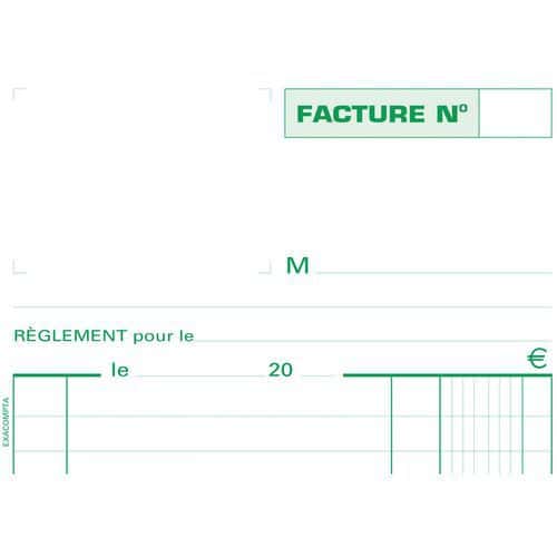 Blocchetto Fatture, 21 x 13,5 cm, con 50 foglietti di carta autocopiante in duplice copia