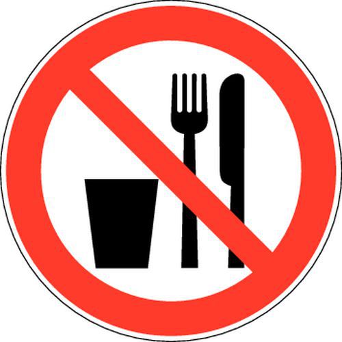 Cartello di divieto - Divieto di consumare alimenti o bevande - Adesivo