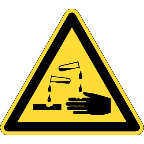 Cartello di pericolo - Pericolo, sostanze corrosive - Rigido