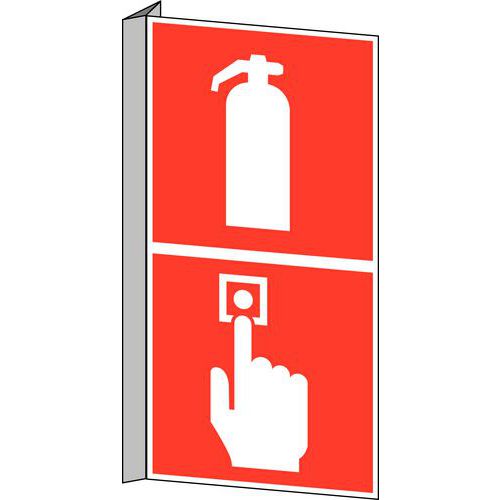 Cartello antincendio - Estintore e pulsante d'allarme incendio - Rigido