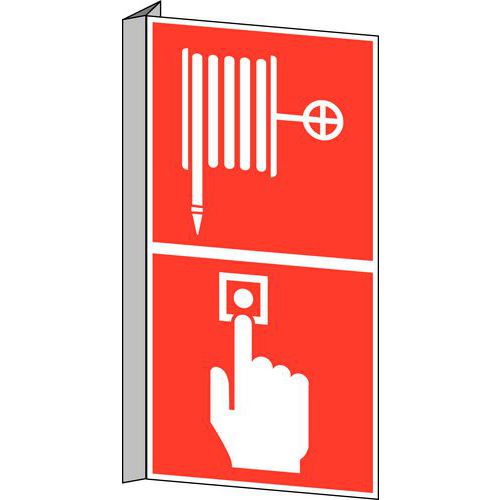 Cartello antincendio - Lancia antincendio e pulsante d'allarme incendio - Rigido