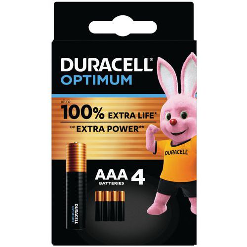 Pila alcalina Optimum AAA - 4 unità - Duracell