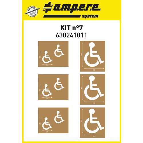 Stencil riutilizzabili in cartone rinforzato - Kit disabile - Lotto da 6 pezzi