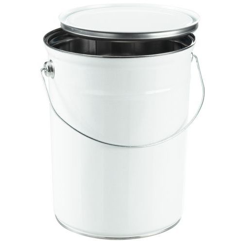 Secchio metallico bianco con coperchio piatto– Da 2,5 a 5 L