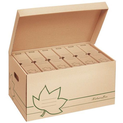 Cassetta per archivio + 6 scatole per archivio con dorso largo 8 cm Nature Line - Fast