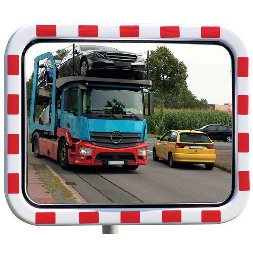 Specchio stradale in inox telaio rosso/bianco - Dancop