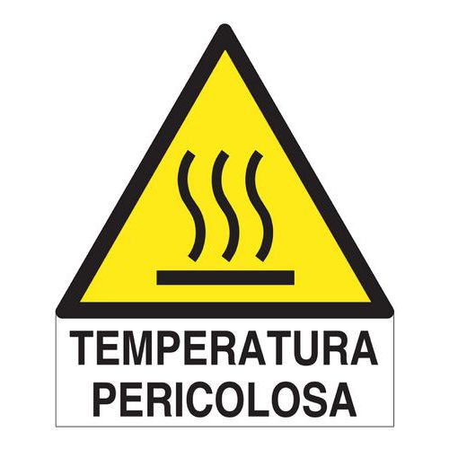 Cartello di pericolo - Temperatura pericolosa (con scritta)