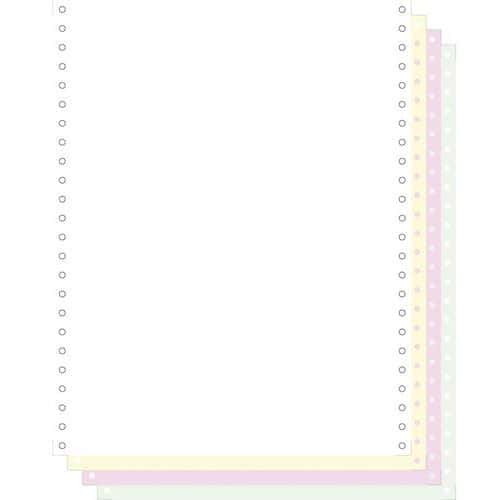 Fogli elenco carta autocop. bianco/giallo/rosa/verde, 4 copie, banda staccabile