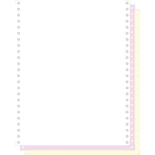 Fogli elenco carta autocop. bianco/rosa/giallo, 3 copie, banda staccabile