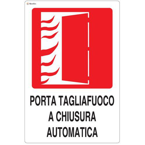 Cartello antincendio - Porta tagliafuoco a chiusura automatica