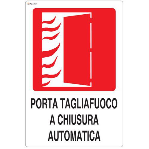 Cartello Segnaletico Luminescente “Porta Tagliafuoco A Chiusura Automatica” – Adesivo O Pannello Rigido Certificato IMO, 30x42 Cm