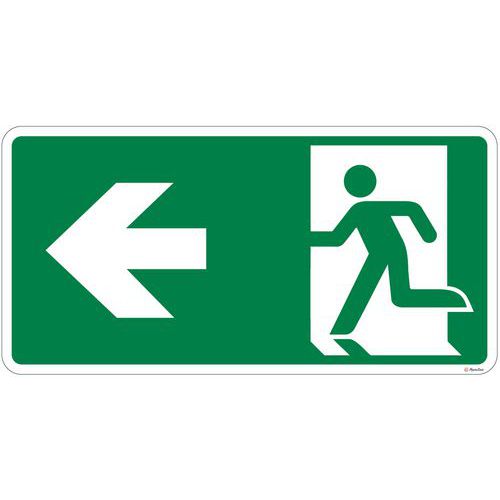 Cartello di emergenza - Via di fuga e uscita di emergenza a sinistra