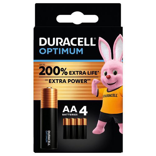 Pila alcalina Optimum AA - 4 unità - Duracell