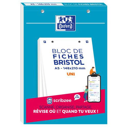 Blocco bristol 148x210 30 schede perforate universali bianco - Oxford