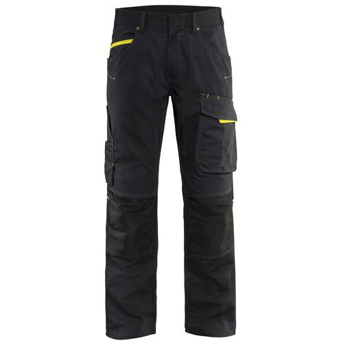 Pantaloni da lavoro stretch nero/giallo fosforescente