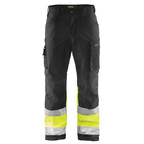 Pantaloni softshell ad alta visibilità nero/giallo fluorescente