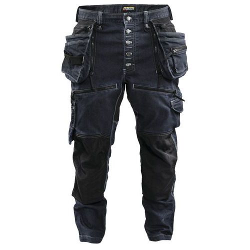 Pantaloni x1900 per artigiano in Cordura® Denim stretch 2D blu marino/nero