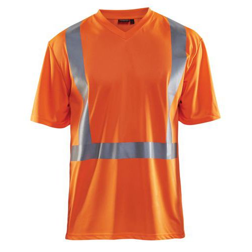 T-Shirt ad alta visibilità con scollo a V anti-UV e anti-odore arancione