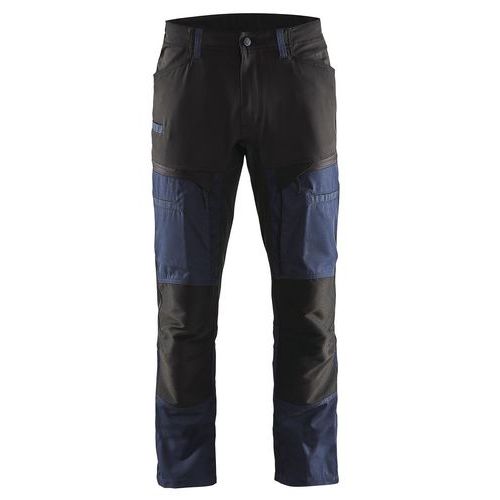 Pantaloni da lavoro stretch blu scuro/nero con rinforzi sul ginocchio