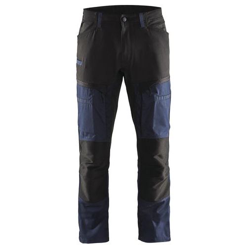 Pantaloni da lavoro stretch blu scuro/nero con rinforzi sul ginocchio