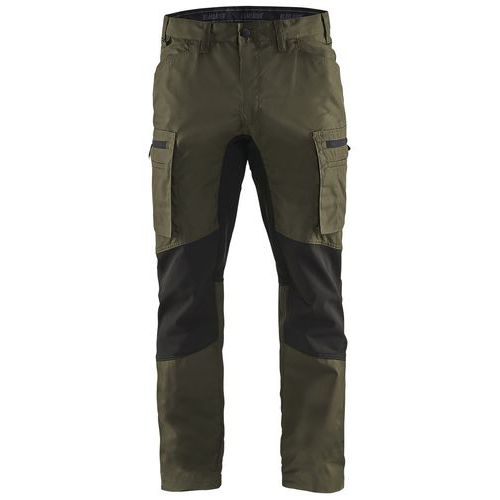Pantaloni Service con inserti stretch  Verde oliva scuro/nero