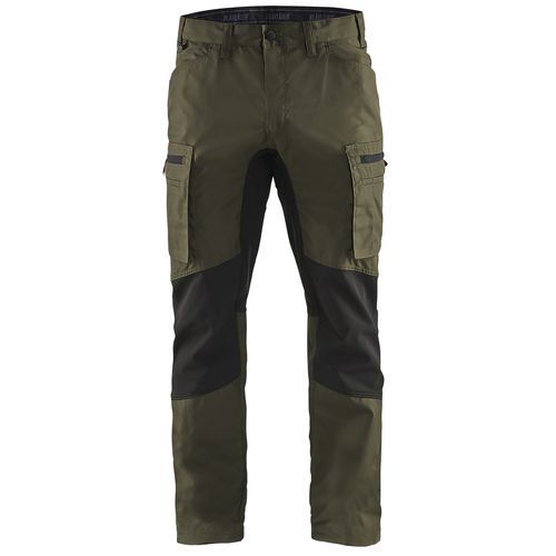 Pantaloni Service con inserti stretch  Verde oliva scuro/nero