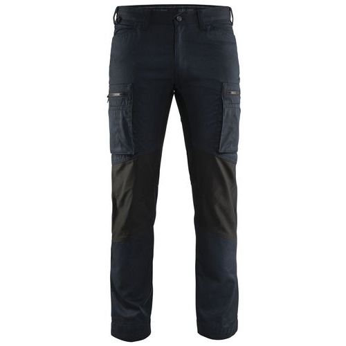 Pantaloni Service con inserti stretch Blu marino scuro/nero