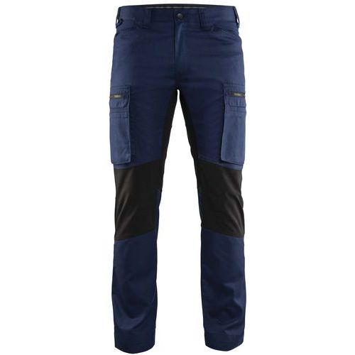 Pantaloni Service con inserti stretch Blu marino/Nero