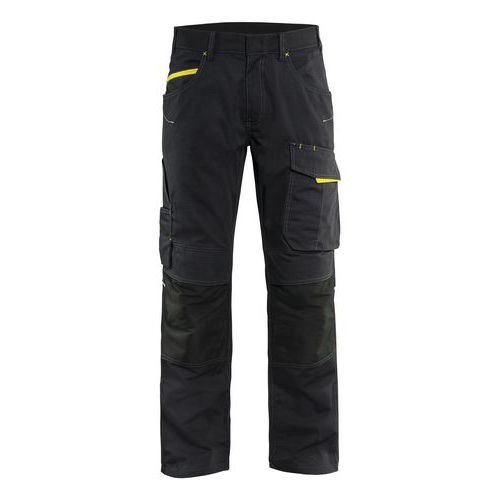 Pantaloni da lavoro stretch nero/giallo fosforescente